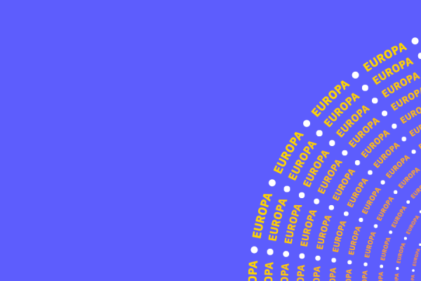 Blue background with yellow Europa text